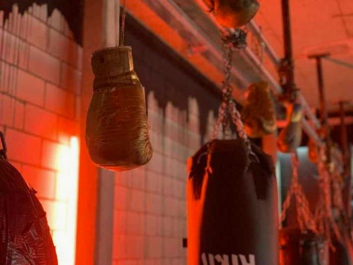 Close-up of professional boxing glove