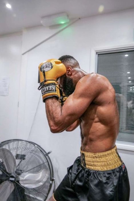 Athlete wearing gloves